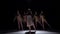 Five beautiful girls continue dancing modern contemporary dance, on black, shadow, slow motion