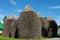 Five big round stacks of wood in Pyukhtitsa orthodox monastery. Kuremae. Estonia. Europe