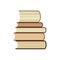 Five books stack flat icon, study library or bookstore symbol, books pile with long shadow illustrations