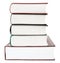 Five books in stack, isolated