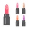 Five bright lipsticks