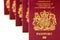 Five British United Kingdom European Union Biometric passports s