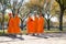 Five Buddhist Monks walk in Washington DC park