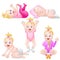 Five cartoon baby girls