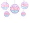 Five Christmas-tree decorations with a pattern