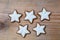 Five cinnamon stars on wood detail