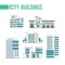 Five city buildings set of icons - vector illustration