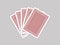 Five closed playing cards on grey background