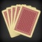 Five closed playing cards - vintage playing cards vector illustration