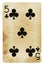 Five of Clubs Vintage playing card - isolated on white