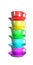 Five coffee cups stacked using rainbow colours