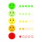 Five Color Faces Feedback/Mood. Set five faces scale - smile neutral sad - isolated vector illustration. Flat design.