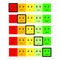 Five Color Faces Feedback/Mood. Set five faces scale - smile neutral sad - isolated vector illustration. Rank or level of satisfac