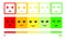 Five Color Faces Feedback/Mood. Set five faces scale - smile neutral sad - isolated vector illustration. Scale bar rating feedback