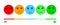 Five Color Faces Feedback/Mood. Set five faces scale - smile neutral sad - isolated vector illustration. Scale bar rating feedback