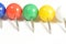 Five color thumbtacks