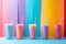 five colorful smoothies as a counter with rainbow colors