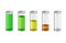 Five colorful transparent battery symbols