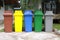 Five colors recycle bins