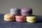 Five colourful macarons