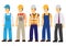 Five construction workers character