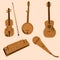 Five decorative musical instruments