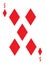 The five of diamonds card in a regular 52 card poker playing deck