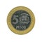 Five Dominican pesos coin 2007 isolated