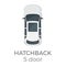 Five Doors Hatchback Top View Flat Vector Icon