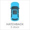 Five Doors hatchback Top View Flat Vector Icon