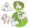 Five drawings of French Bulldog