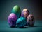 Five Easter Eggs with floral ornaments multicolored