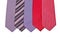 Five elegant silk male ties (necktie) on white