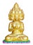 Five face golden Buddha Sitting on a lotus flower on white background