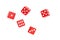 Five falling red dices