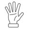 Five fingers gesture thin line icon, hand gestures concept, greeting sign on white background, palm icon in outline