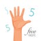 Five fingers poster with headline. Male hand stretching out