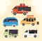 five food trucks icons