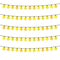 Five garlands with yellow light bulbs on a white background