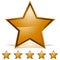 Five Gold Stars Rating Icon