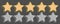 Five golden and silver vector shapes review ranking stars. Icon 5 yellow grey gray rating ui symbols