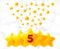 Five golden stars. Best rated, feedback rating, customer satisfaction. Best quality service. Vector