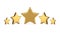 Five golden stars different shape premium quality rating evaluation badge realistic 3d icon vector