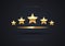 Five golden stars. Top quality concept illustration. Rating stars icon. 3d award stars.