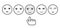 Five Gray Faces Feedback/Mood and hand. Iconic illustration of satisfaction level. Range to assess the emotions of your content.
