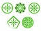 Five green motive logos icons