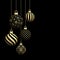 Five Hanging Christmas Balls Black And Gold