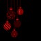 Five Hanging Christmas Baubles With Pattern Black And Red