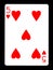 Five of hearts playing card,