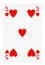 Five of Hearts playing card - isolated on white